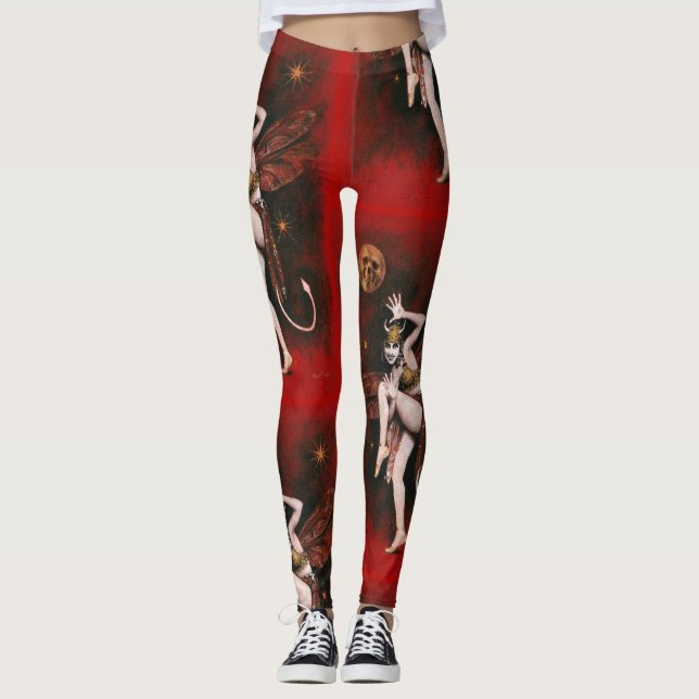 Vintage Devil Lady Dancer Gothic Leggings (Frente)