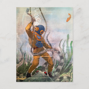 Vintage Diver com Cartão Postal Ax
