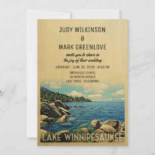 Vintage do convite do casamento de Winnipesaukee