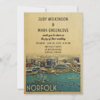 Vintage do Convite para Casamento Norfolk Virginia