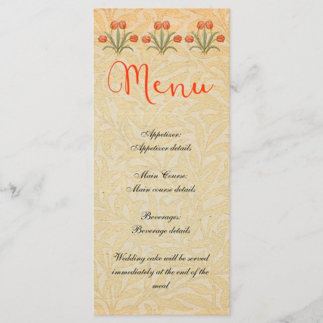 Vintage do menu de recepção de casamento (Frente)
