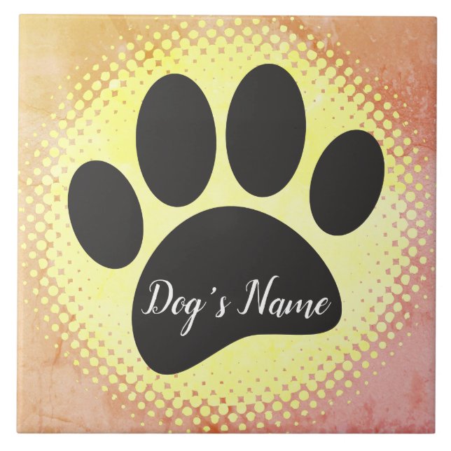 Vintage Dog Paw Print Com Nome Personalizado (Frente)