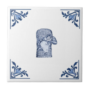 Vintage Dormindo Menina Delft Azul e Branco