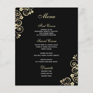 Vintage Dourado Swirl no Menu de Casamento do Orça