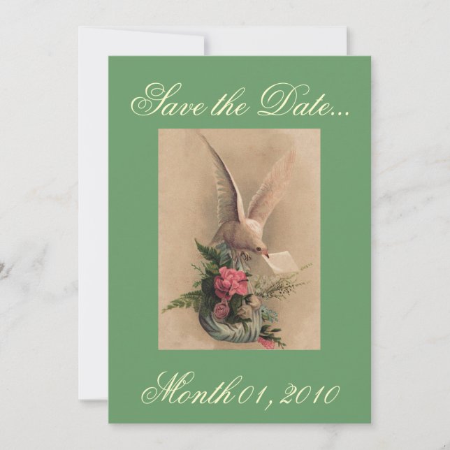 Vintage Dove e Flores Convites (Frente)