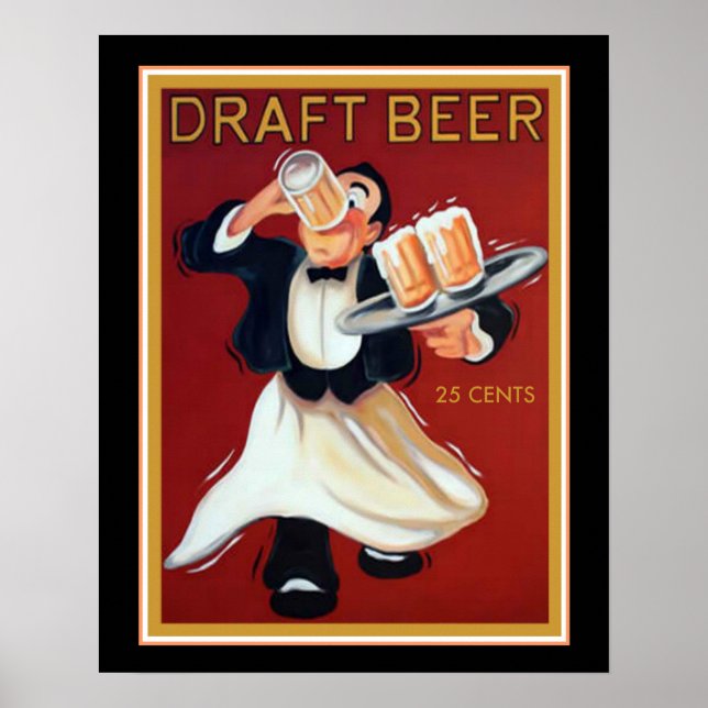 Vintage Draft Beer Poster 16x20 (Frente)