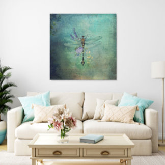 Vintage Dragonfly Mistura Media Canvas Wall Art