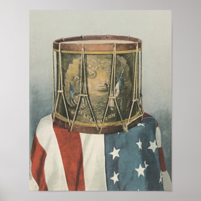 Vintage Drum Music Impressão Drummer Flag Militar (Frente)