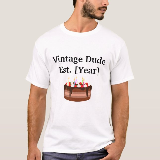 Vintage Dude - Est. Camisa De Aniversário Para Hom (Frente)