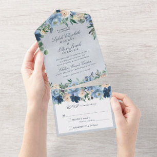 Vintage Dusty Blue Floral Casamento