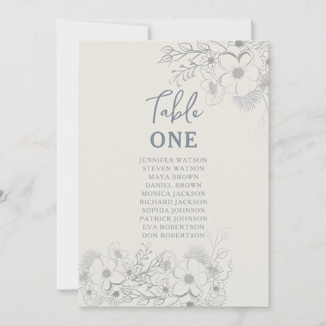 Vintage Dusty Blue Weding Seating Chart (Frente)