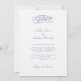 Vintage Dusty Blue Wedling Convite