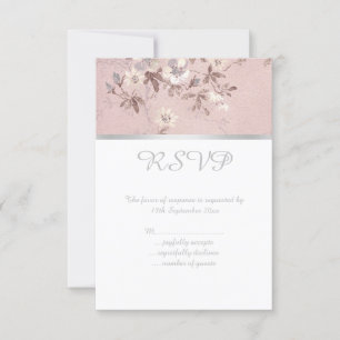 VINTAGE DUSTY PINK FLORAL SILVER TODA OCASIÃO RSVP