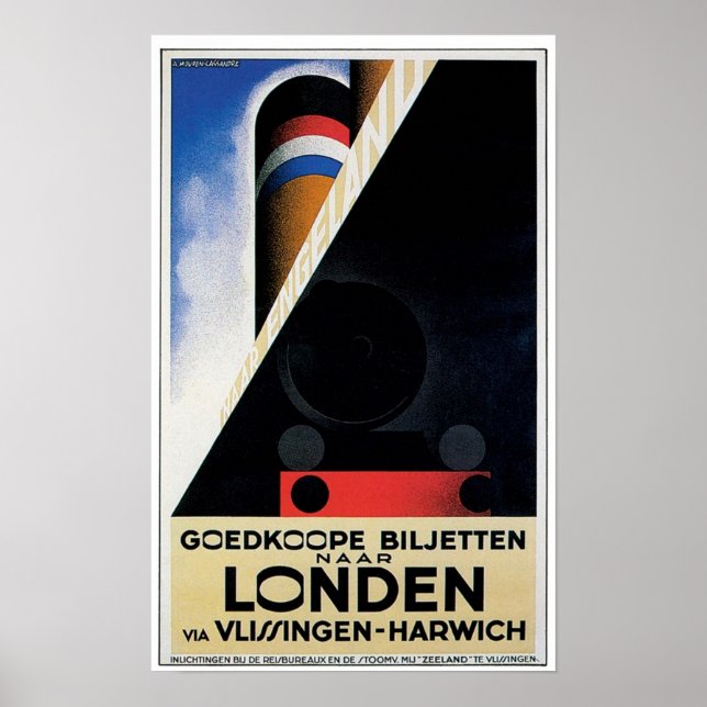 Vintage Dutch Rail Ferry Poster (Frente)