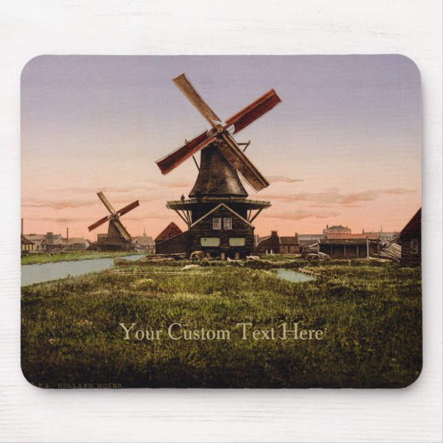 Vintage Dutch Windmills custom mousepad (Frente)
