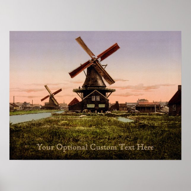 Vintage Dutch Windmills poster (Frente)