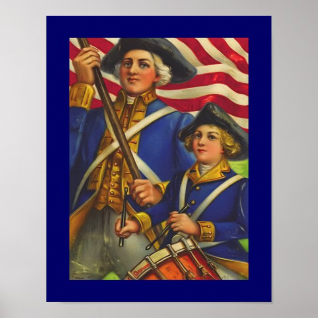 Vintage Early American Soldiers Art Poster (Frente)
