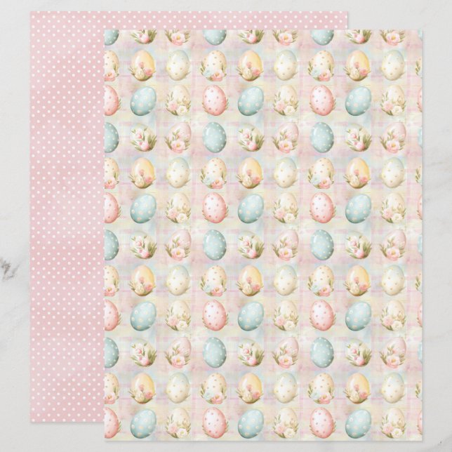 Vintage Easter Eggs Scrapbook Paper (Frente/Verso)