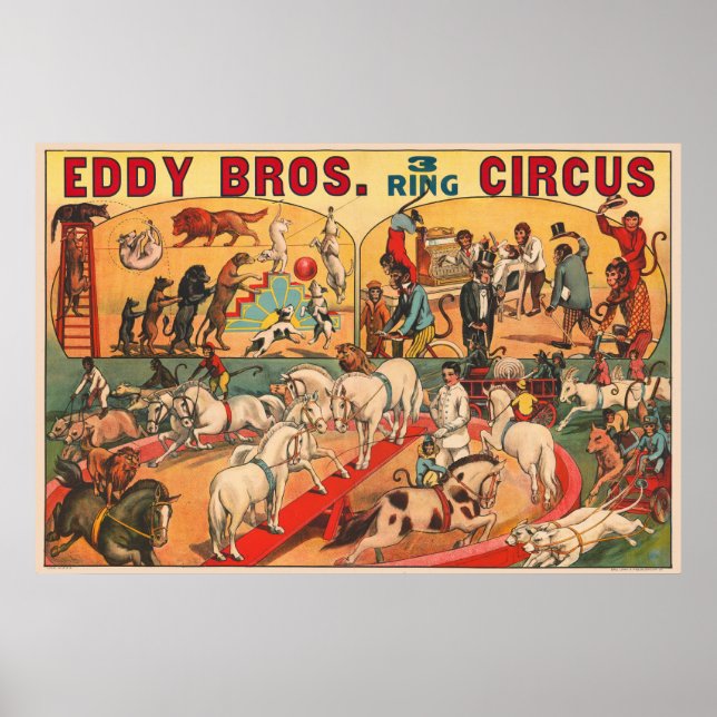Vintage Eddy Brothers Circus Poster (Frente)
