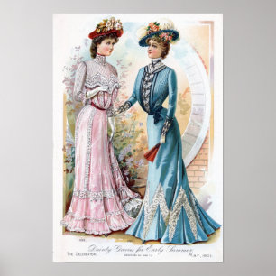 Vintage Edwardian Early Summer Dresses Poster