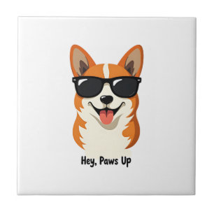 Vintage Ei, Patas para Cima Corgi com Óculos de So
