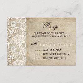 Vintage Elegance Ribbon no cartão RSVP de Casament