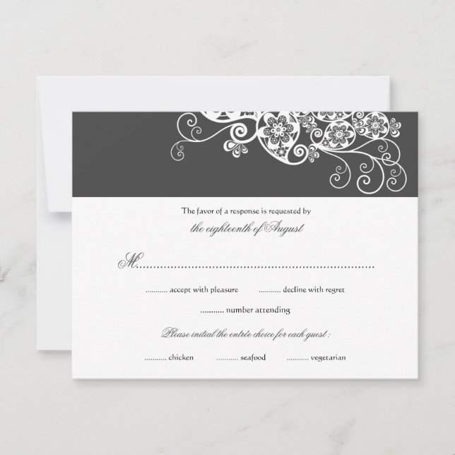 Vintage Elegant Boho Floral Paisley Wedding RSVP (Frente)