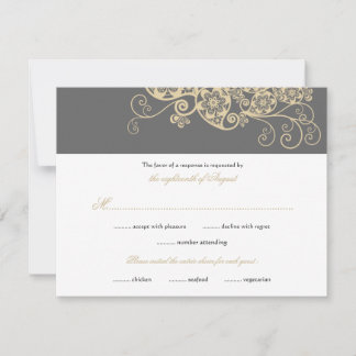 Vintage Elegant Boho Floral Paisley Wedding RSVP