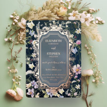Vintage Elegant Dusty Blue Floral Casamento