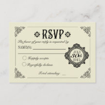 Vintage Elegant Wedation Invitation RSVP