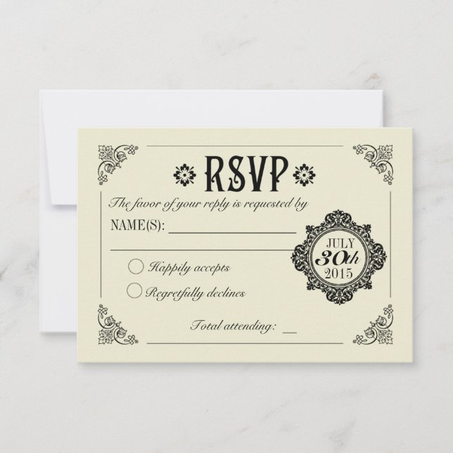 Vintage Elegant Wedation Invitation RSVP (Frente)