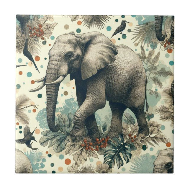 Vintage Elephant Jungle Painting (Frente)