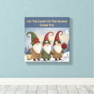 Vintage Elves Winter Stroll Stretch Canvas Print