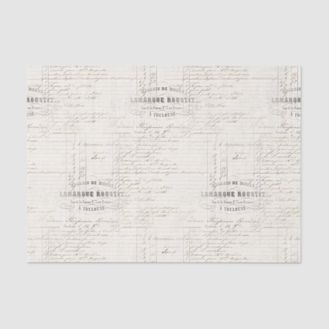 Vintage em francês Recepção Manuscrito Papel Tecid (Frente )