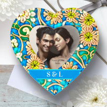 Vintage Enamel Look Heart Photo - iniciais persona