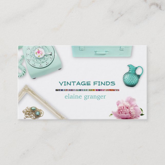 Vintage encontra tesouros Cartão de visita (Frente)