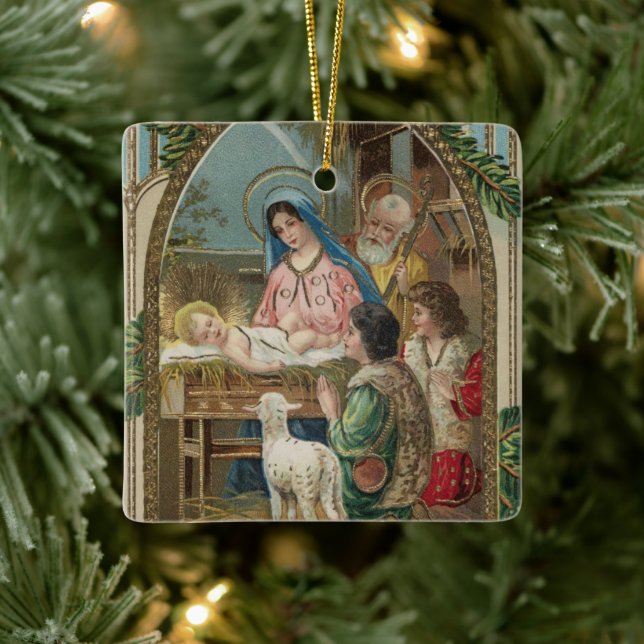 Vintage Enfeites de natal religioso com desejos (Árvore)