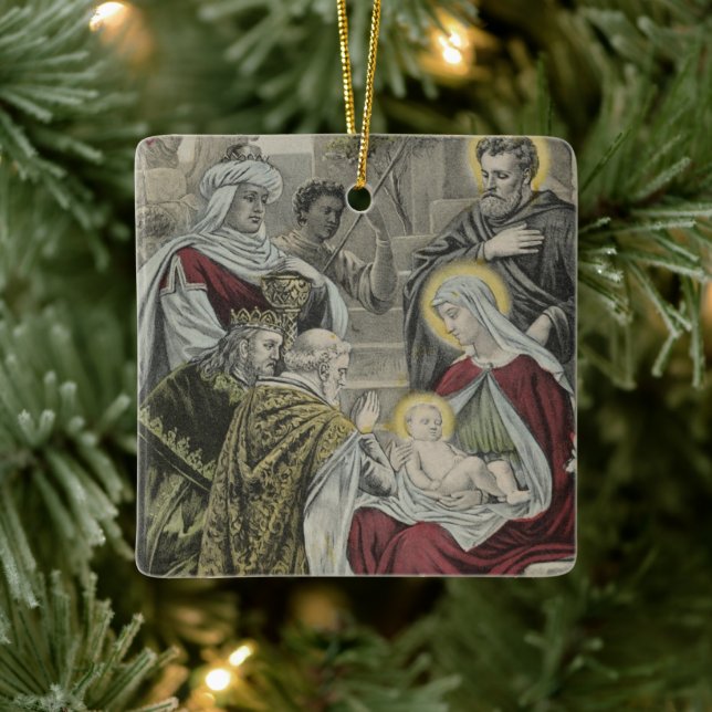 Vintage Enfeites de natal religioso com desejos (Árvore)