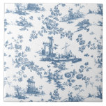 Vintage English Floral Toile de Jouy-Blue<br><div class="desc">Linda e sem costura padrão de jouy adaptado a partir de uma placa comercial inglesa gravada design por John Munns cerca de 1770 com ruínas clássicas,  portos marítimos,  pastores e terras florais. Azul sobre fundo branco.</div>