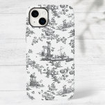 Vintage English Floral Toile de Jouy Cinza<br><div class="desc">Linda e sem costura padrão de jouy adaptado a partir de uma placa comercial inglesa gravada design por John Munns cerca de 1770 com ruínas clássicas,  portos marítimos,  pastores e terras florais. Cinza sobre fundo branco.</div>