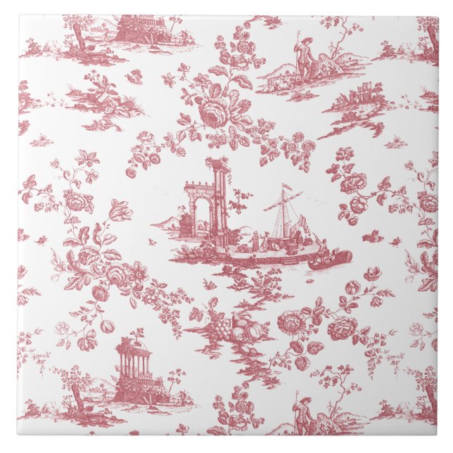 Vintage English Floral Toile de Jouy-Pink (Frente)