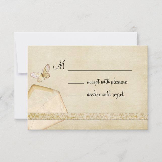 Vintage Envelope Butterfly RSVP (Frente)