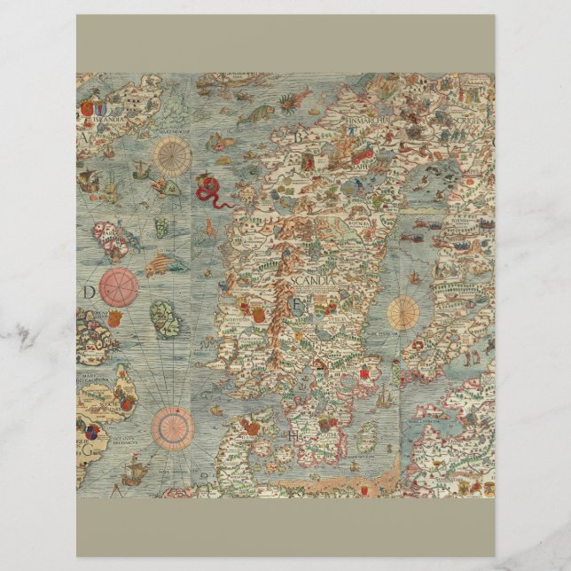 Vintage Europa antiga mapa cartográfico geográfico (Frente)