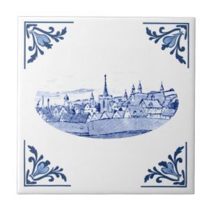 Vintage European Town Delft Blue & White
