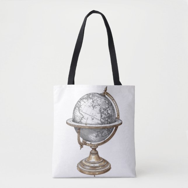 Vintage Explorer Antique Globe Graphic Tote Bag (Frente)
