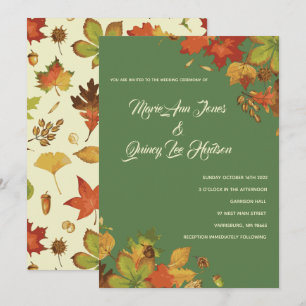 Vintage Fall Deixa Convites De Casamento Verde
