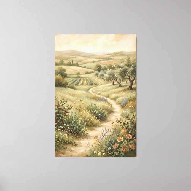 Vintage Farm Landscape Wall Art Canvas Print (Frente)