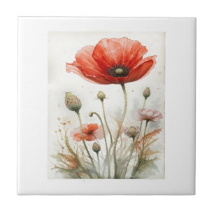 Vintage Farmhouse Decor Red Poppy Garden Flor