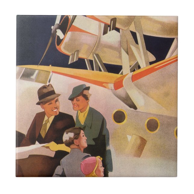 Vintage Férias Familiares Via Seaplane w Hélices (Frente)