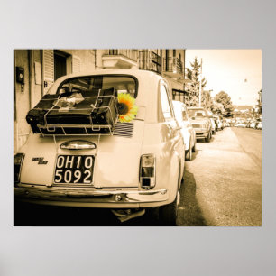 Vintage Fiat 500, Cinquecento, na Itália, Poster